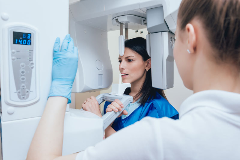 dental patient undergoing cbct scan